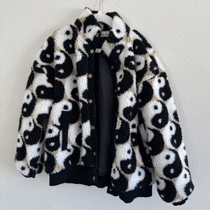 Nora Madison Black White Sherpa Yin Yang Jacket 6-7Y